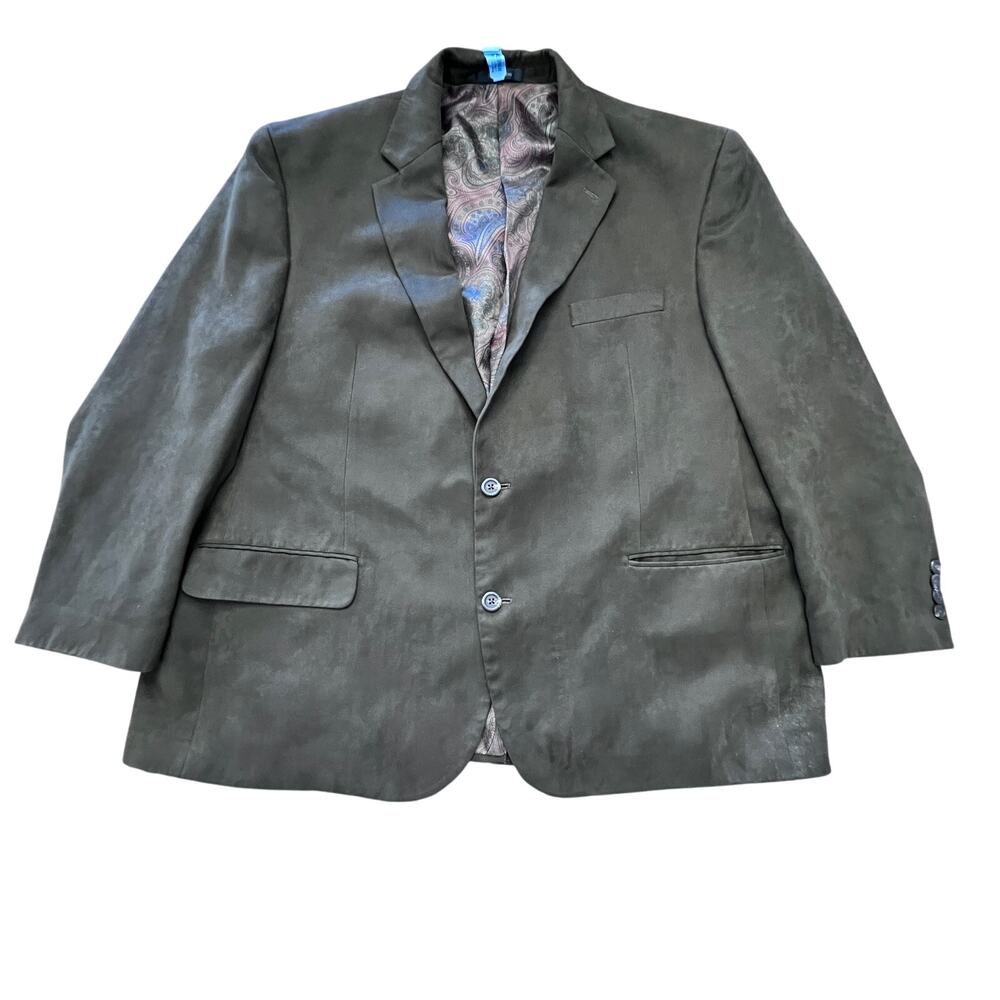 Ralph Lauren Blazer Mens Olive Green Faux‎ Suede Sports Coat Jacket 90s Size 48R